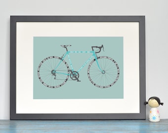 Road Bike Personalised Word Art Print or Canvas, Cycling Customised, Bicycle Birthday Thankyou Anniversary Wedding Gift for Cyclist