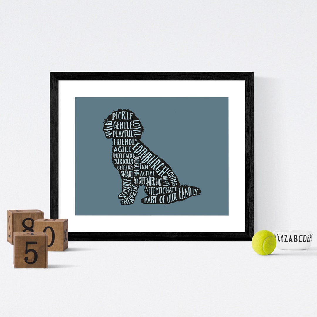 Cockapoo Dog Word Art Print or Canvas, Personalised Art Word PAW Print ...