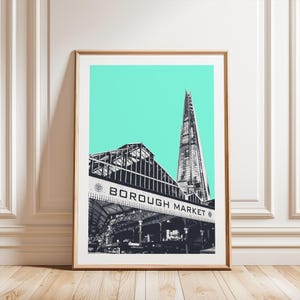 Impression d&#39;art Borough Market Londres : affiche de voyage rétro