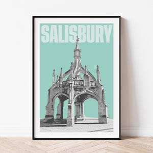 Salisbury Print, Poultry Cross Art Print, Pop Art Poster, Souvenir of The Poultry Cross Salisbury Wiltshire