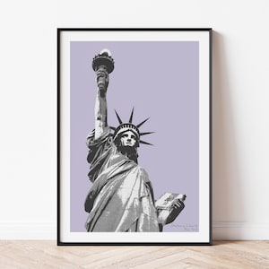 Statue of Liberty Wall Art, New York City Art Print, Lady Liberty NYC Greyscale Photo Art, Grayscale Modern New York Poster