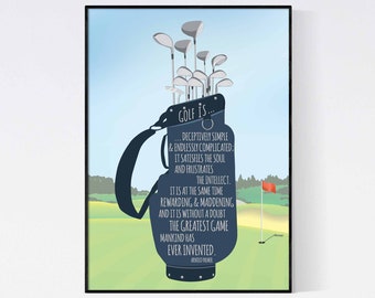 Golf Bag Word Art Print - Golf Caddy Pop Art for Golfer - Christmas Gift for Men - Arnold Palmer quote