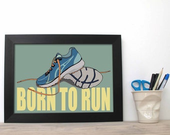 Born to Run Word Art Print - Runner Art Print or Poster - Running Trainers