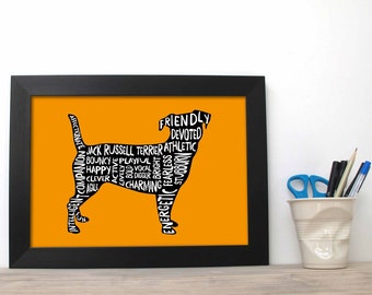 Jack Russell Terrier Word Art Print - Jack Russell Terrier Poster - Pop Art Jack Russell - Doggy Paw Print