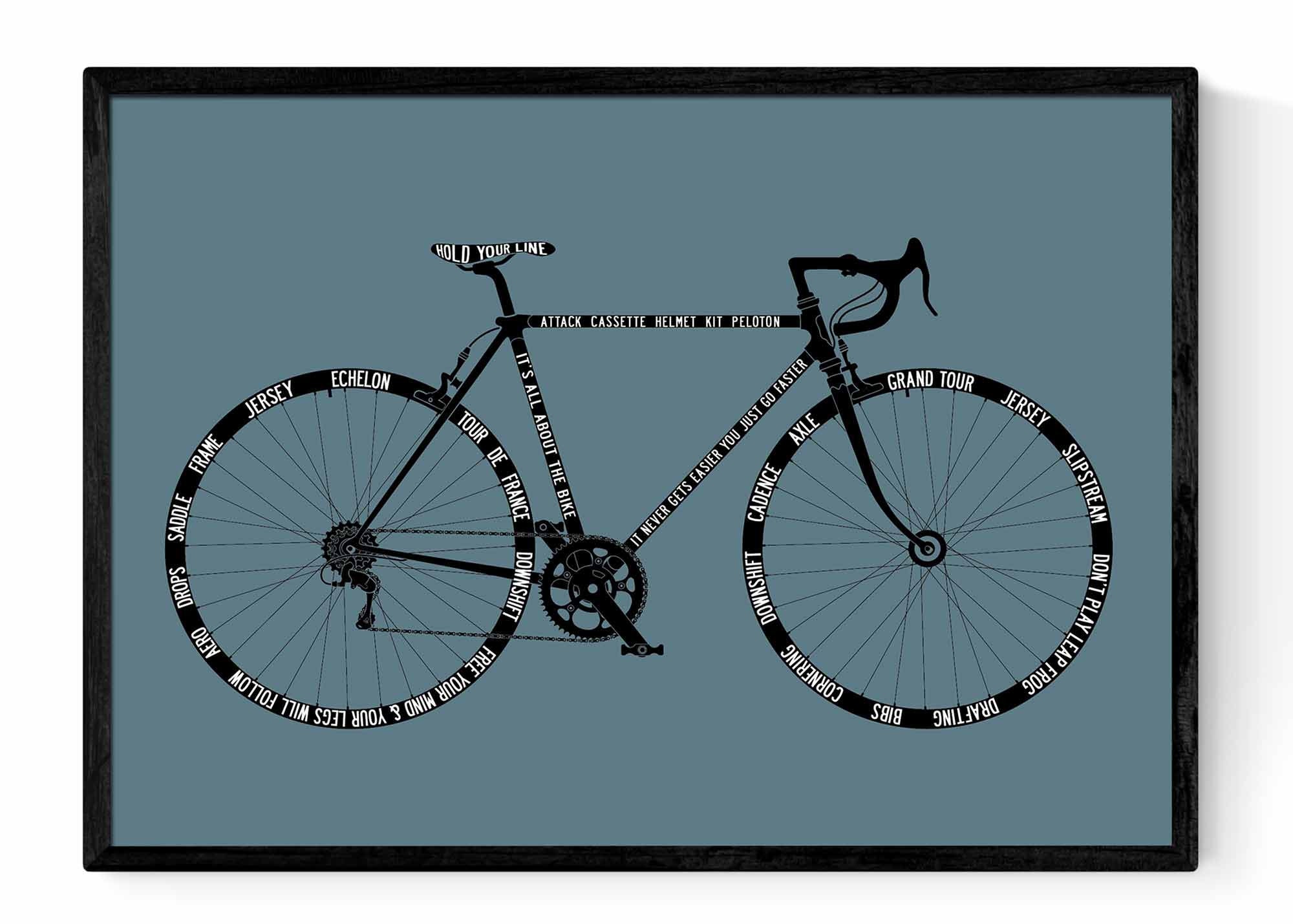 Cycling Word Art Print - Road Bike Pop Art, Cyclist Gift - Etsy