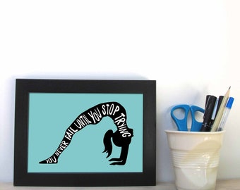 Gymnast, Yoga Backbend Word Art Print, Yoga Bridge Typographic Print, Birthday, Woman, Girl, Teenager Gift