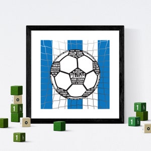 Stampa artistica personalizzata con parole di calcio o su tela, stampa tipografica personalizzata con parole di calcio, regalo di compleanno a tema calcio per ragazzo, ragazza, adolescente.