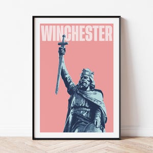 King Alfred the Great Wall Art, Winchester City Art Print,  King Alfred Pop Art Photo Art, Modern Typographic Winchester Poster