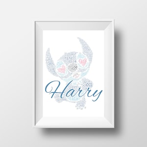 Presente personalizado ponto desenhos animados disney palavra arte presente lembrança palavra arte para crianças e adultos meninas meninos presente personalizado, aniversário