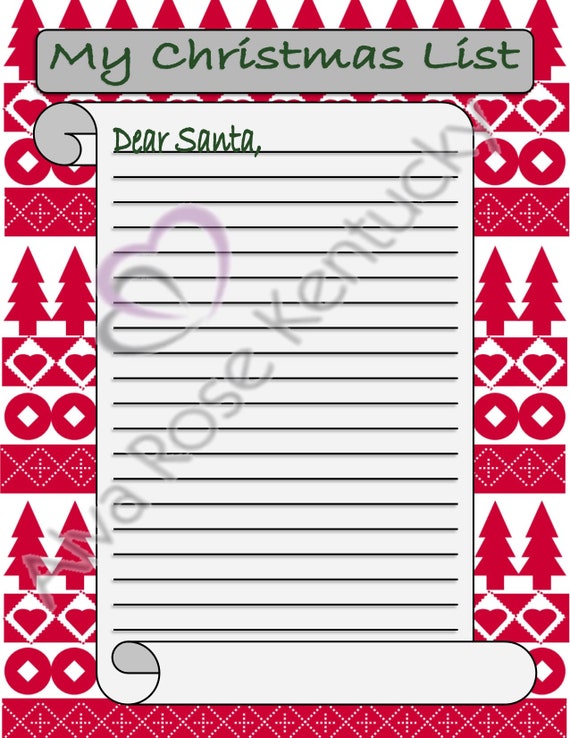 instant download letter to santa christmas list template santa clause letter letter to santa template digital file christmas list template pdf