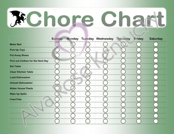 Chore Chart For Five Year Old