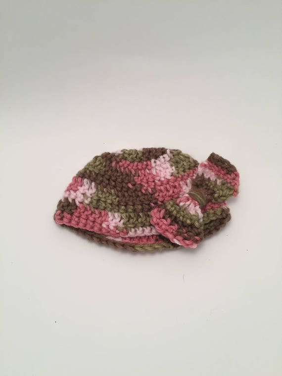 pink camo baby hat