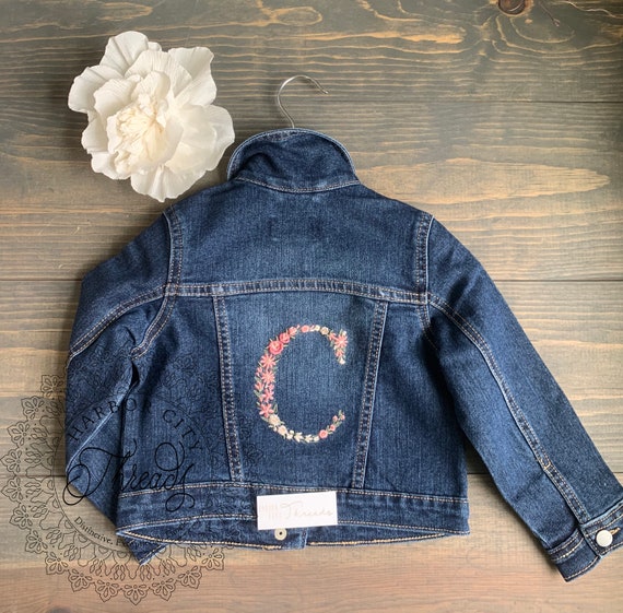 Toddler Girls Embroidered Denim Jacket Monogrammed Kids | Etsy