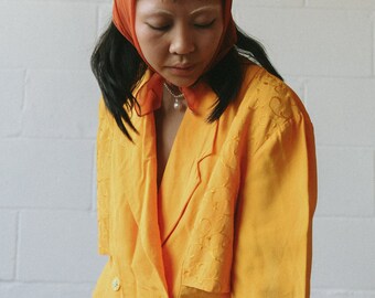 Vintage Marigold Yellow Crop Light Jacket | Lori Weidner | Rayon | Size M