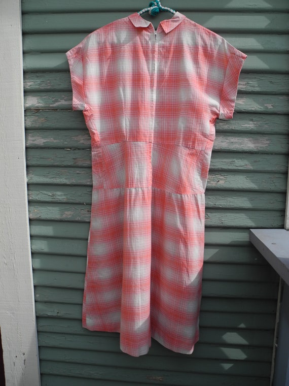 50's Pink Plaid Homemade Dress - image 7