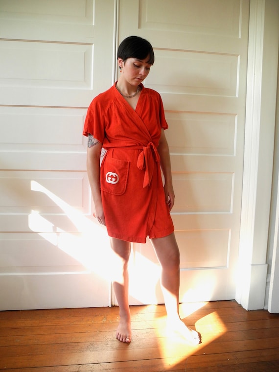 Vintage Gucci Mini Robe | Red Terry | One Size Fit