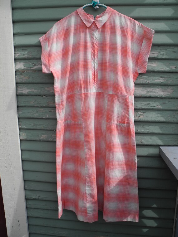 50's Pink Plaid Homemade Dress - image 4