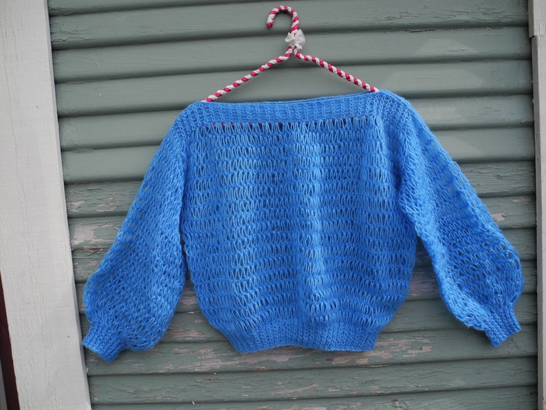 Vintage Homemade Hand-knit Sheer Blue Sweater XS-S - Etsy
