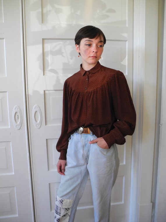 70s Vintage Cacharel Paris Prairie Blouse | Brown