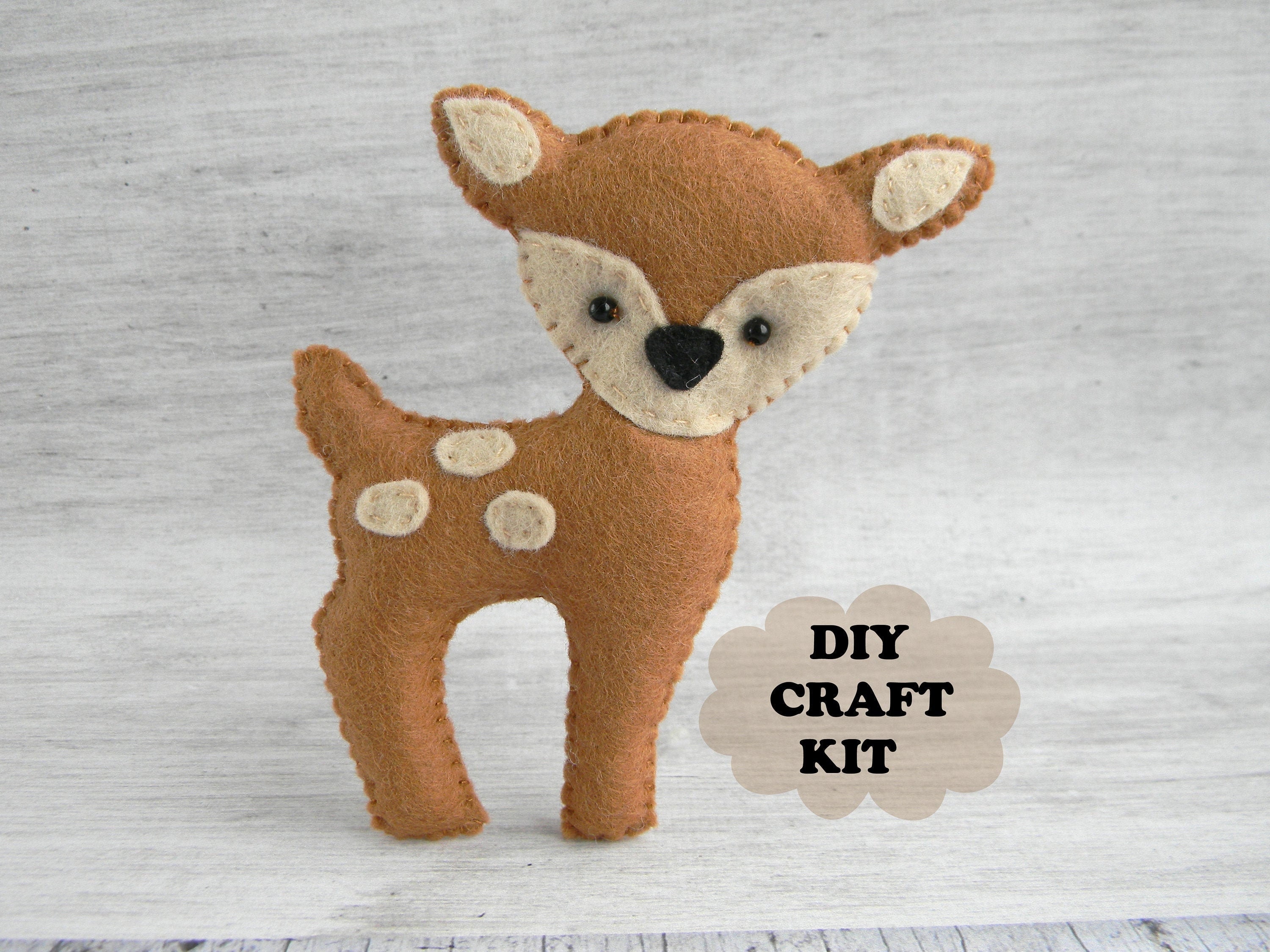 Make Your Own felt Deer Kit Woodland animals Sewing DIY Craft Etsy