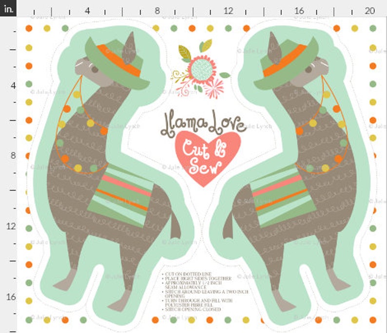 Llama soft toys Cotton Fabric Panel Cut and sew panel Toy Etsy
