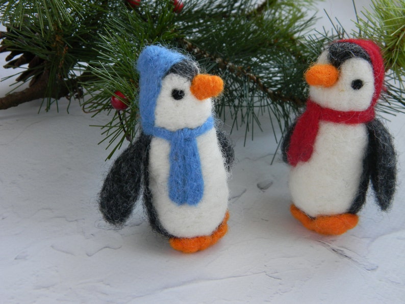 Needle felted Penguin Christmas ornament Penguin Felted | Etsy