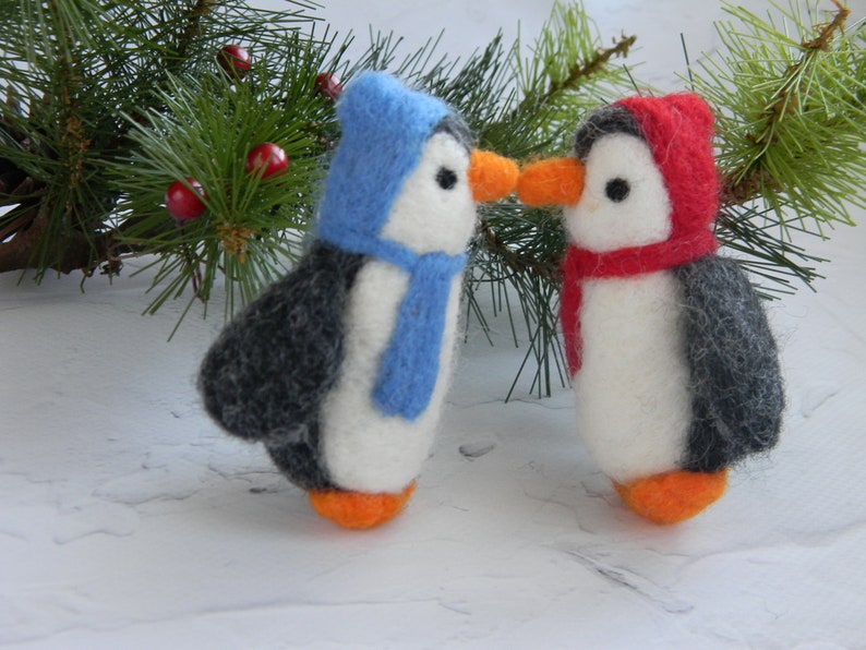 Needle felted Penguin Christmas ornament Penguin Felted Etsy