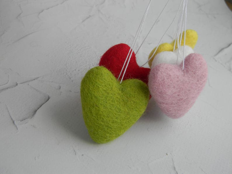 Wool Felt Hearts 10 Wool Felt Hearts Felted Wool DIY Garland | Etsy