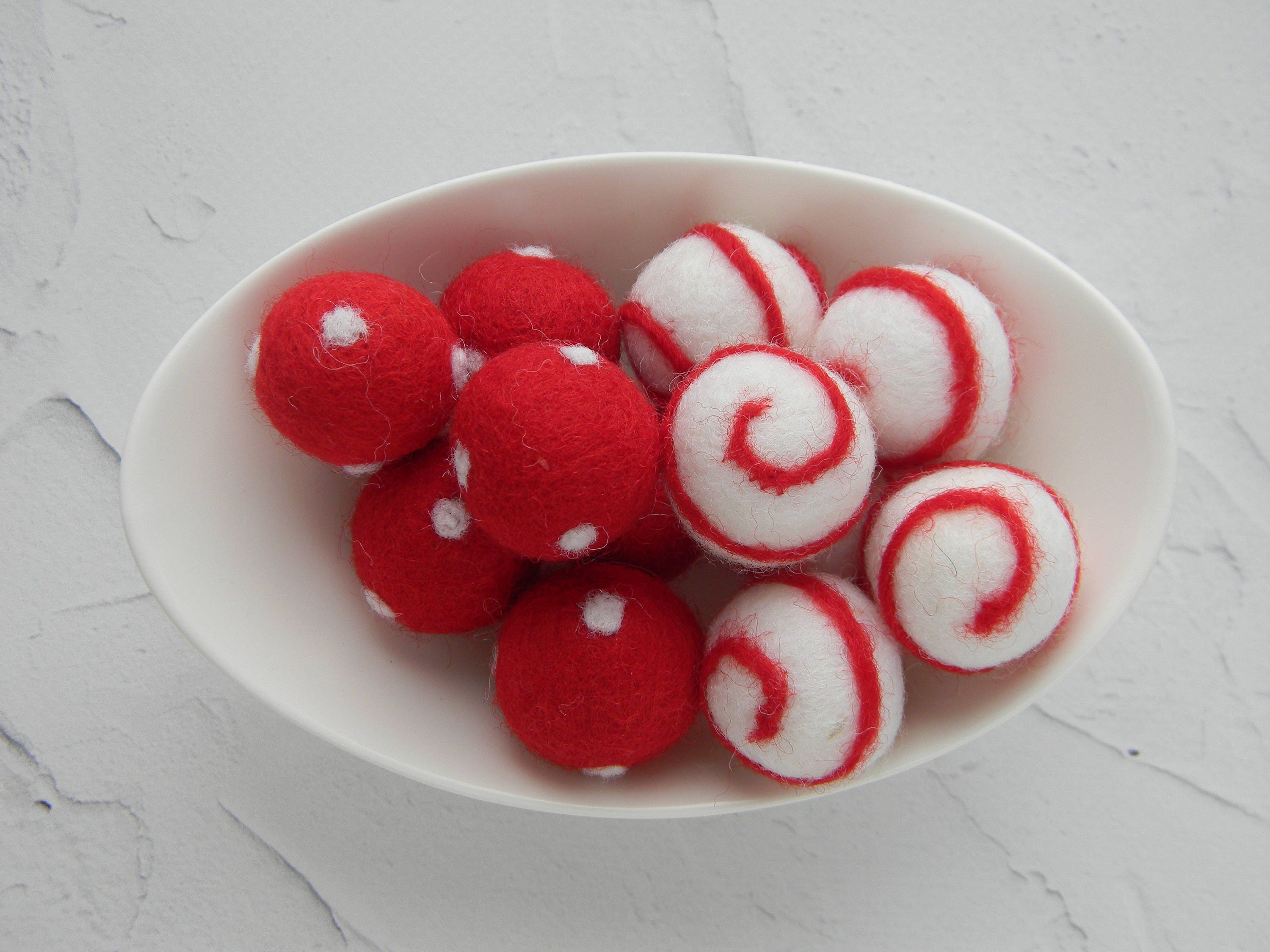 10 Count Red White Polka Dots Felt Balls & Swirl Balls 2.5 cm Etsy