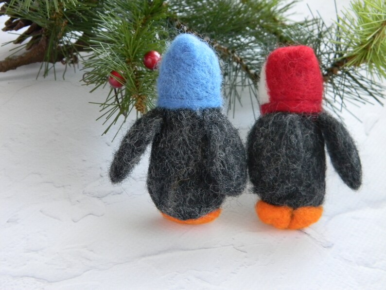 Needle felted Penguin Christmas ornament Penguin Felted Etsy