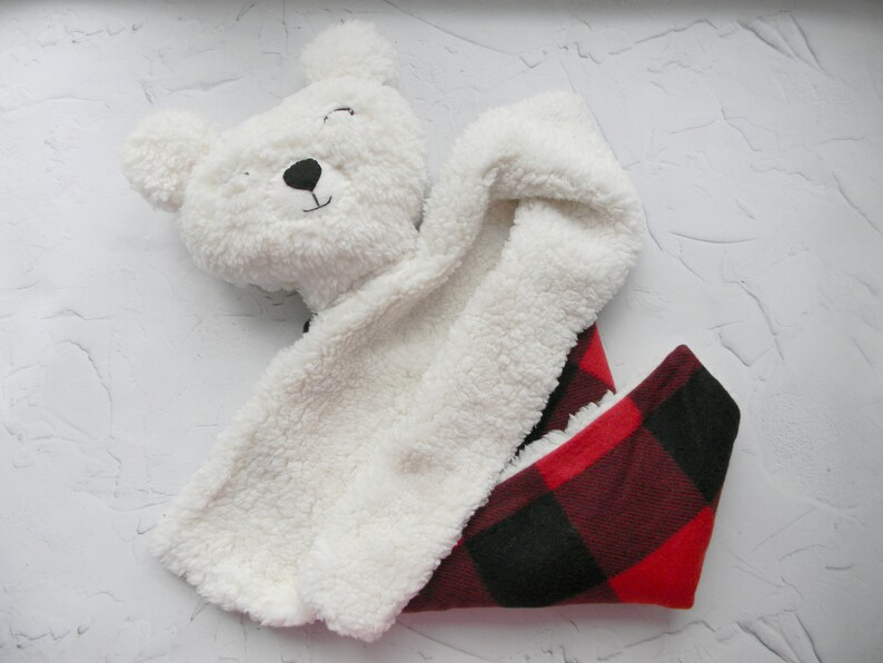 Bear lovey blanket Buffalo plaid blanket Security blanket Etsy