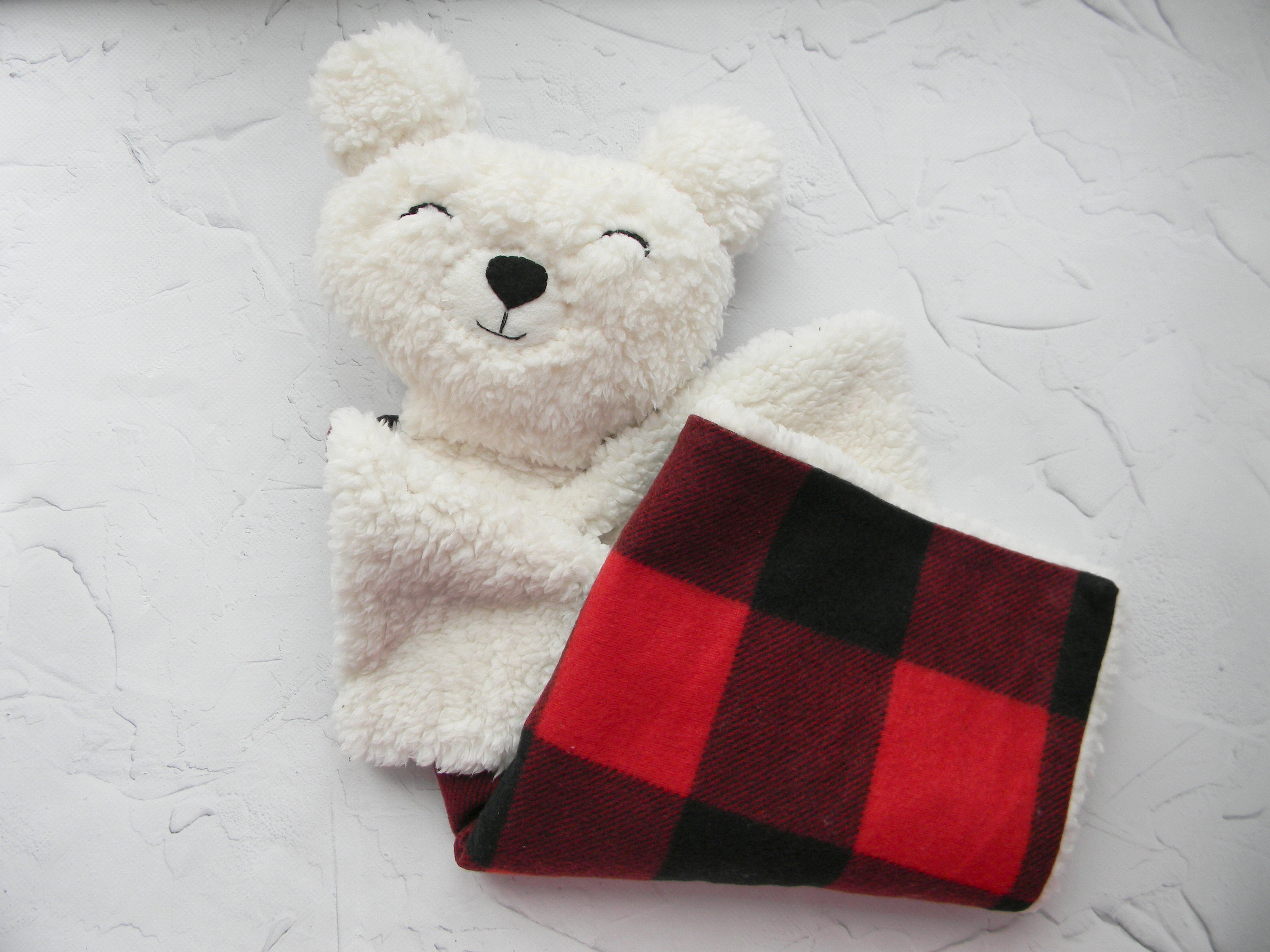 Bear lovey blanket Buffalo plaid blanket Security blanket Etsy
