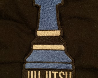 BJJ Patch Blue Belt Chess Theme Sew On Jiu-Jitsu Patch