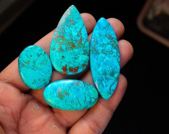 Wholesale Lot Of Top Quality Chrysocolla Azurite 100% Natural Smooth Hand Polish Wire Wrapped Pendant Making Stone 4pcs 210Cts. 48X28mm S145