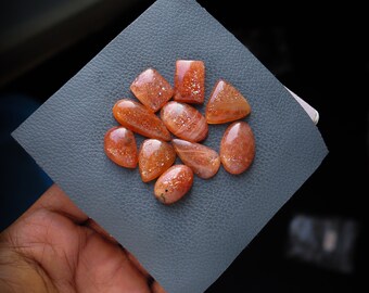 10pcs 134Cts. 28X12mm 100% Natural Sparkle Orange Sunstone Mix Shapes Smooth Hand Polish Wholesale Sunstone Lot Fire Loose Gemstone SKU125