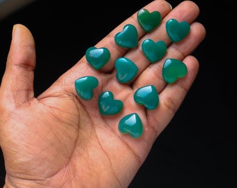 11 Stück 180Cts. 27X19mm 100% natürliche Onyx blassgrün Herzform glatte Hand poliert Draht gewickelt Anhänger machen grünes Herz Edelstein SKU80
