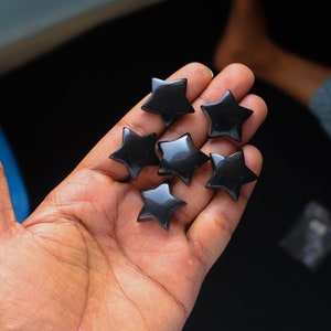 06pcs 150Cts. 25X25mm 100% Natural Black Onyx Star Shape Smooth Hand Polished Wire Wrapped Pendant Making Black Color Star Gemstone SKU86 image 1