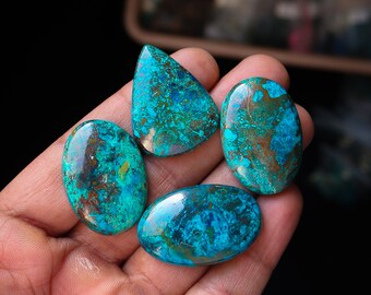 Wholesale Lot Of Chrysocolla Azurite 100% Natural Smooth Hand Polish Wire Wrapped Pendant Making Azurite Gemstone 4pcs 210Cts. 35X24mm SK137