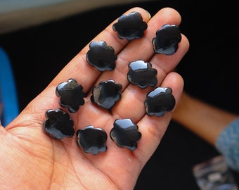 10pcs 195Cts. 23X18mm 100% Natural Black Onyx Clouds Shape Smooth Hand Polished Wire Wrapped Pendant Making Black Color Clouds Gemstone SK87