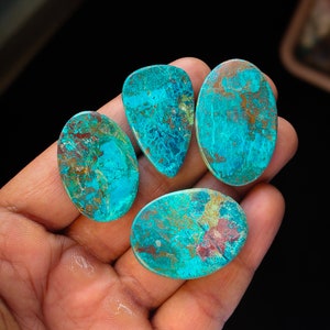 Wholesale Lot Of Top Quality Chrysocolla Azurite 100% Natural Smooth Hand Polish Wire Wrapped Pendant Making Stone 4pcs 230Cts. 40X25mm S148 image 2