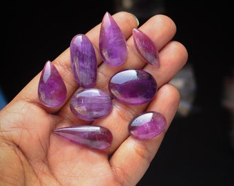 08pcs 145Cts. 27X20mm 100% Natural Purple Amethyst Mix Shapes Smooth Hand Polish Wire Wrapped Pendant Making Purple Amethyst Crystal SKU119