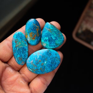 Wholesale Lot Of Top Quality Chrysocolla Azurite 100% Natural Smooth Hand Polish Wire Wrapped Pendant Making Stone 4pcs 215Cts. 40X30mm S149 image 1