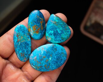 Wholesale Lot Of Top Quality Chrysocolla Azurite 100% Natural Smooth Hand Polish Wire Wrapped Pendant Making Stone 4pcs 215Cts. 40X30mm S149