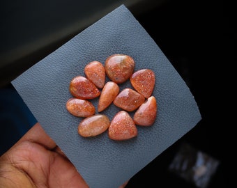 10pcs 145Cts. 22X20mm 100% Natural Sparkle Orange Sunstone Mix Shapes Smooth Hand Polish Wholesale Sunstone Lot Fire Loose Gemstone SKU135