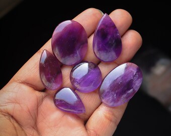 07pcs 200Cts. 36X24mm 100% Natural Purple Amethyst Mix Shapes Smooth Hand Polish Wire Wrapped Pendant Making Purple Color Crystal SK107