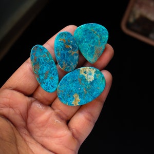 Wholesale Lot Of Top Quality Chrysocolla Azurite 100% Natural Smooth Hand Polish Wire Wrapped Pendant Making Stone 4pcs 215Cts. 40X30mm S149 image 2