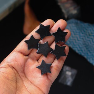 06pcs 150Cts. 25X25mm 100% Natural Black Onyx Star Shape Smooth Hand Polished Wire Wrapped Pendant Making Black Color Star Gemstone SKU86 image 2
