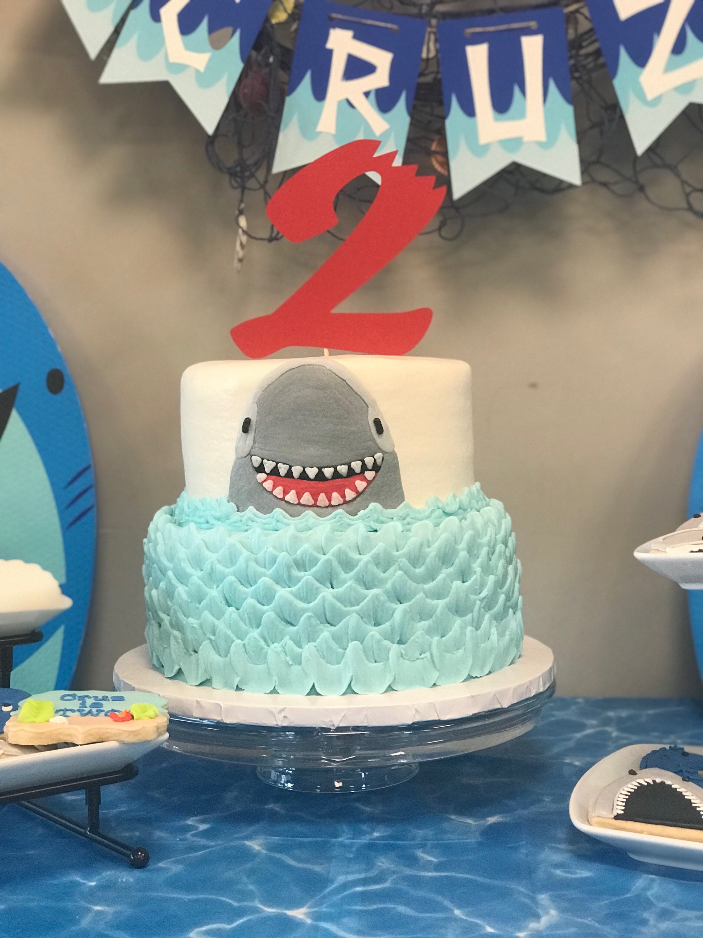 Shark Bite Cake Topper Number 0 1 2 3 4 5 6 7 8 9 Birthday
