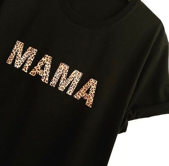mama t shirt leopard print