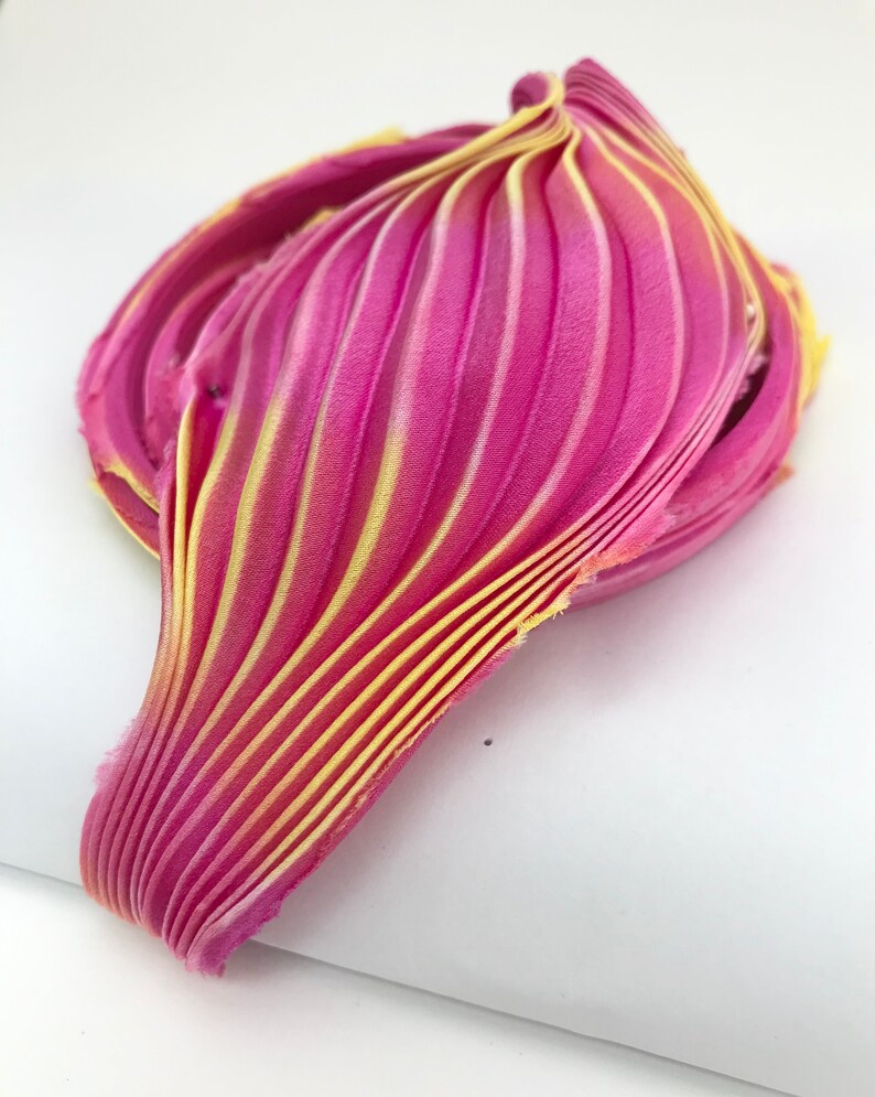 pinkyellow non toxic- Combine postage. Silk shibori ribbon- colour 59 -20 cms- Hand dyed